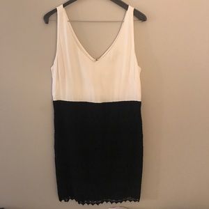 Loft Mixed Material Two Tone Crochet Dress